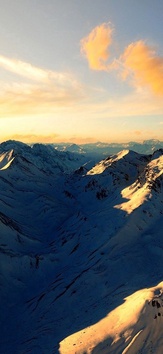 tops, mountains, snow, shades