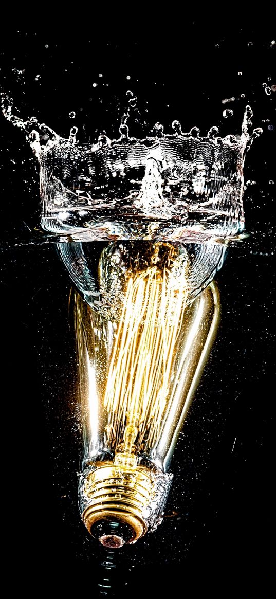 light bulb, water, spray, splash, light