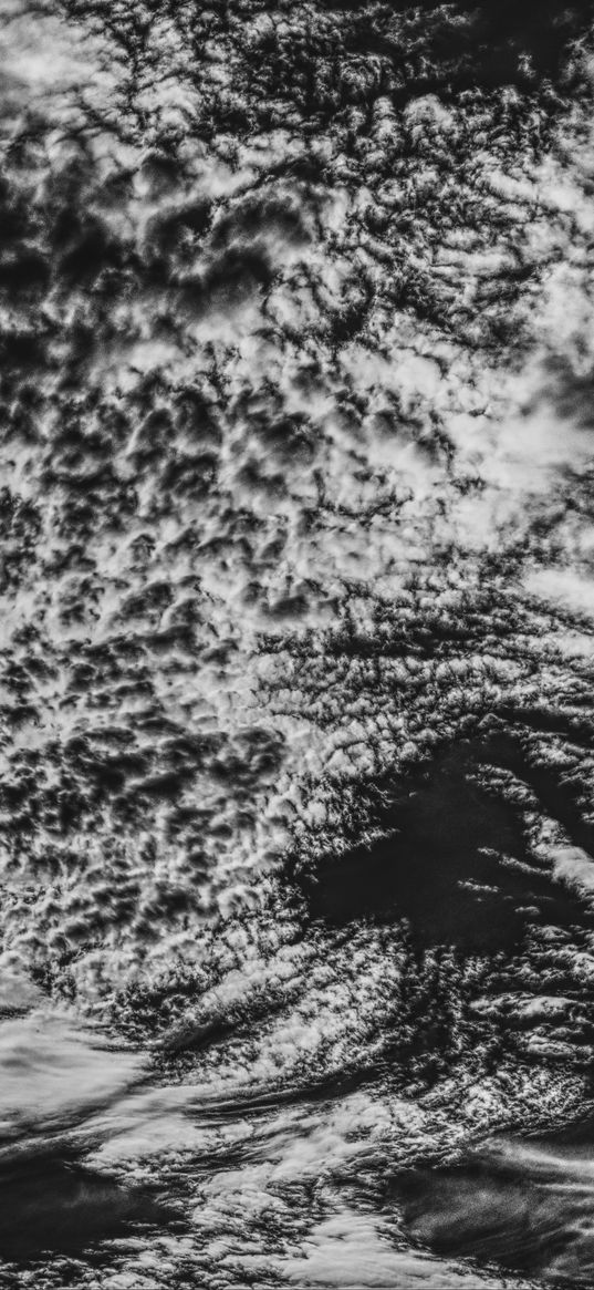 clouds, porous, bw, sky