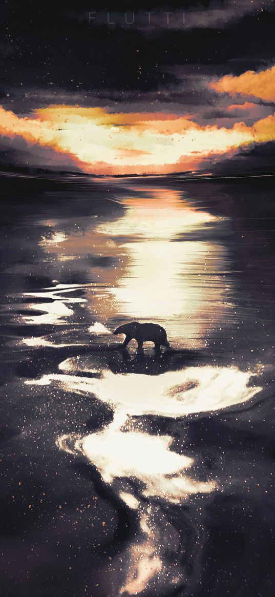 polar bear, bear, twilight, wildlife, art