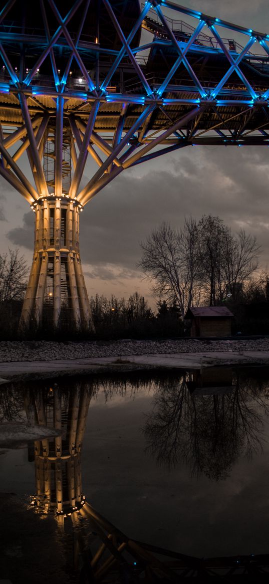 bridge, support, structure, backlight, dusk