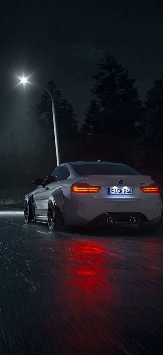 car, road, night, asphalt, wet, dark