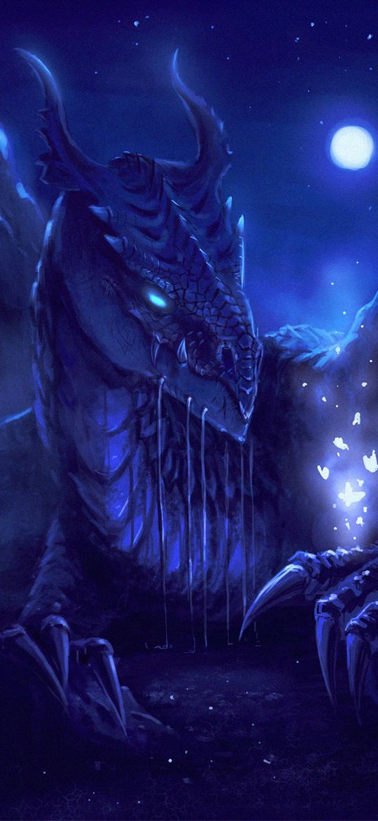 dragon, night, art, creature, fantastic