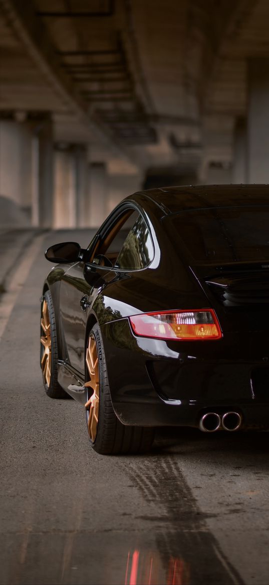 porsche 997, porsche, car, black, sportscar, rear view