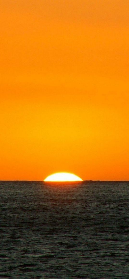 orange, dark blue, sea, horizon, sun