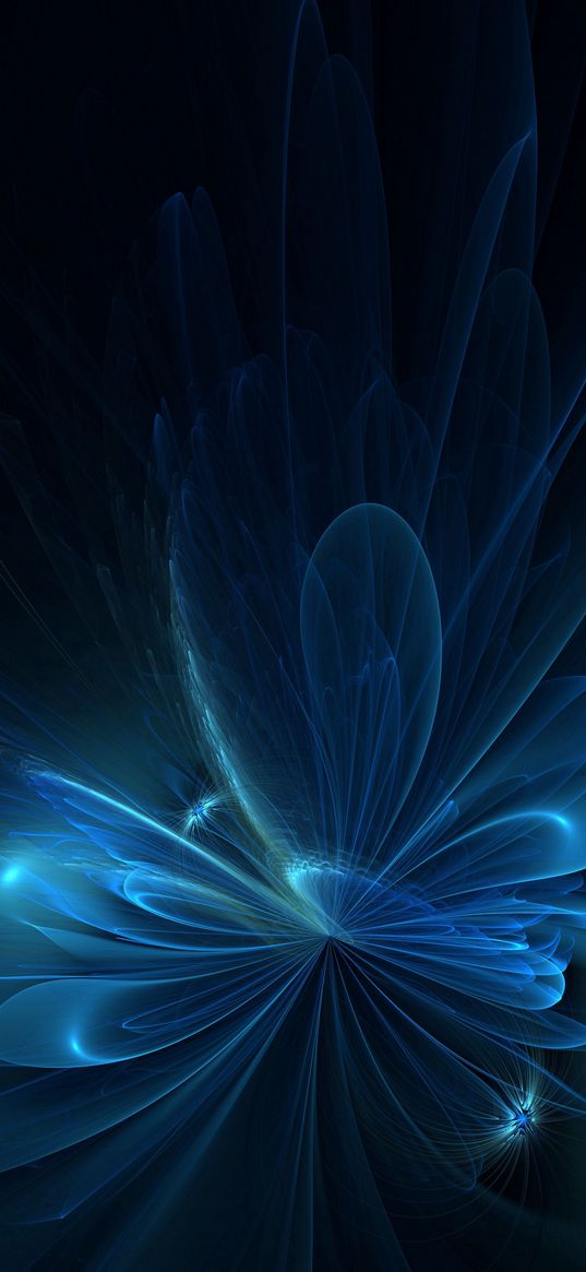 fractal, glare, sparkle, abstraction, blue