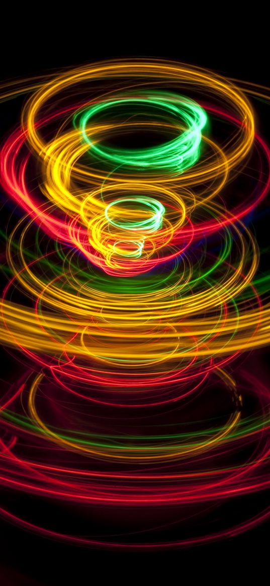 light, circles, long exposure, colorful, glow