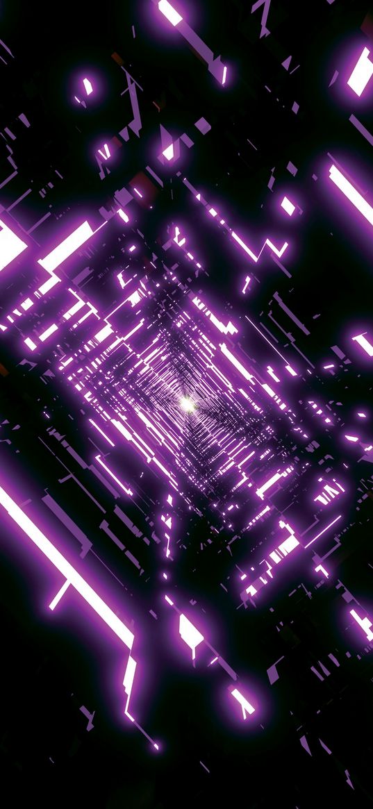 tunnel, immersion, glow, purple, abstraction