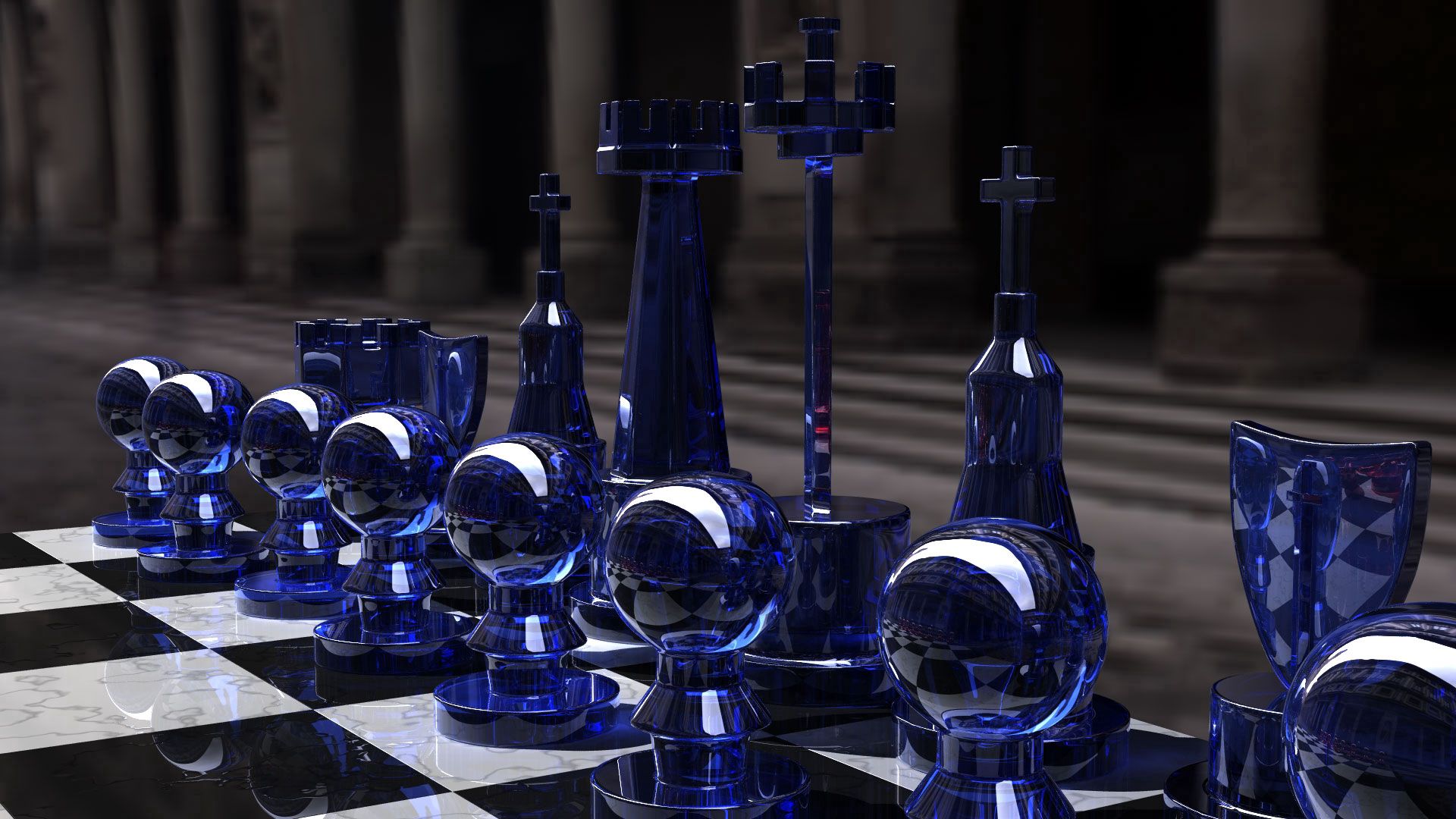 chess, silver, glass, table, form