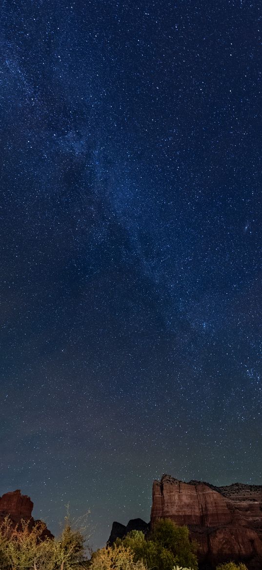 canyon, cliffs, starry sky, night, landscape