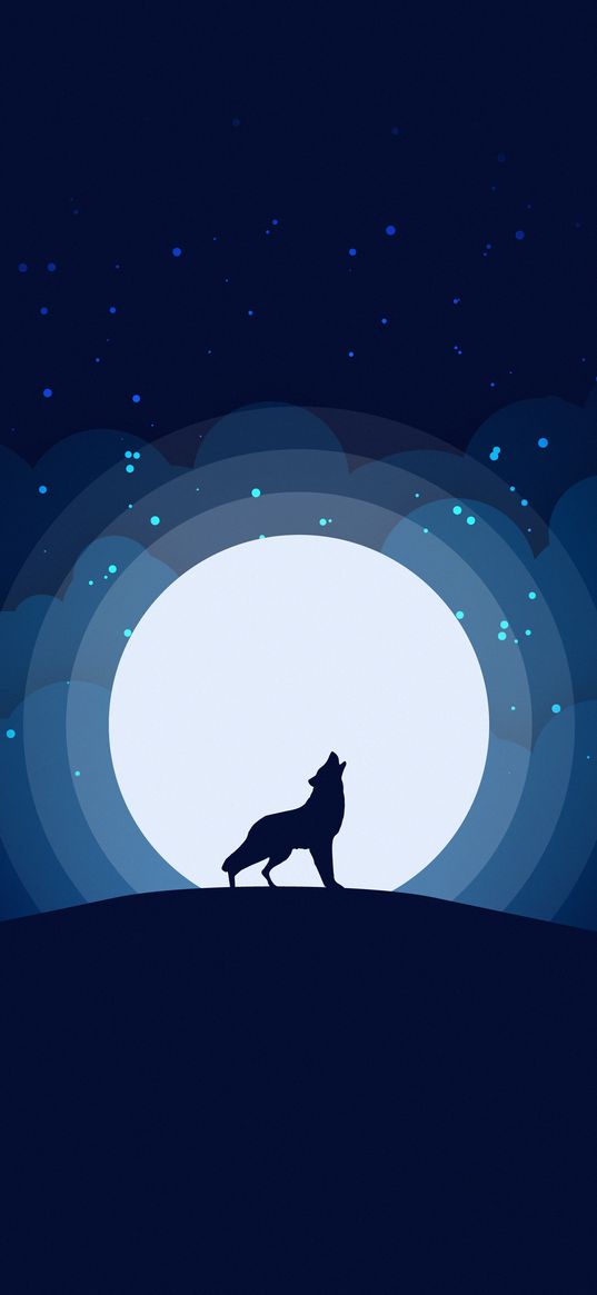 wolf, moon, howling, art, vector