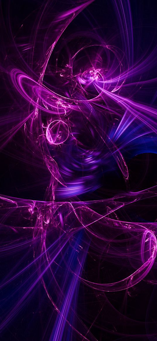 fractal, rays, radiation, purple, abstraction