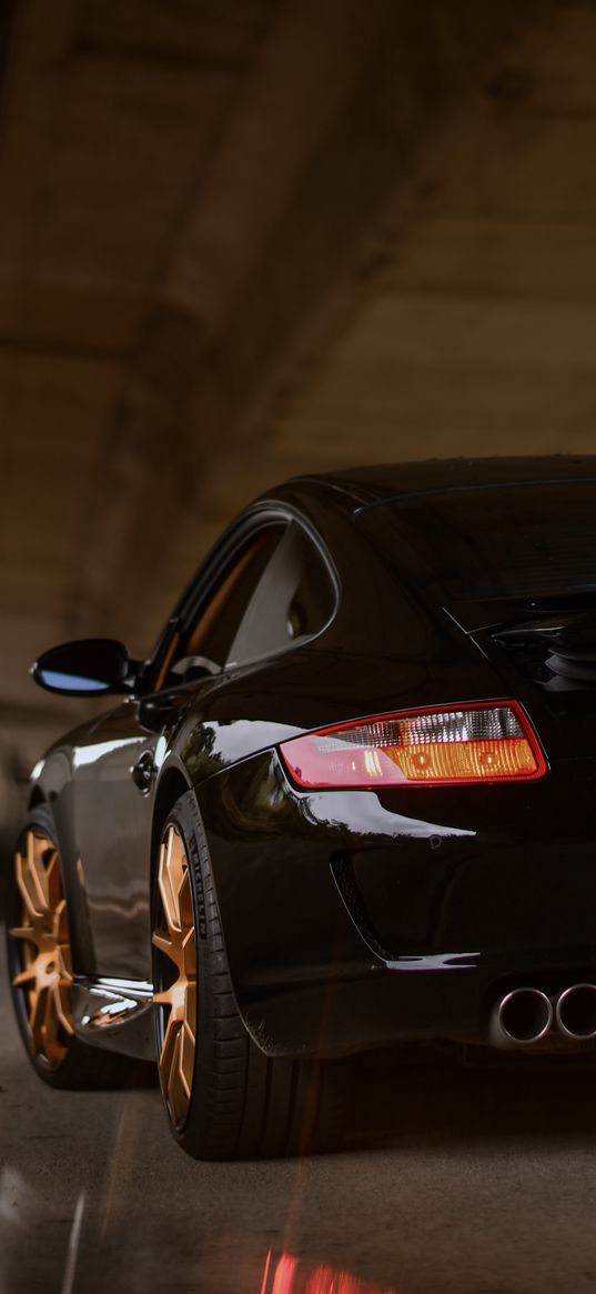 porsche 997 carrera, porsche, car, black, sportscar, supercar, rear view