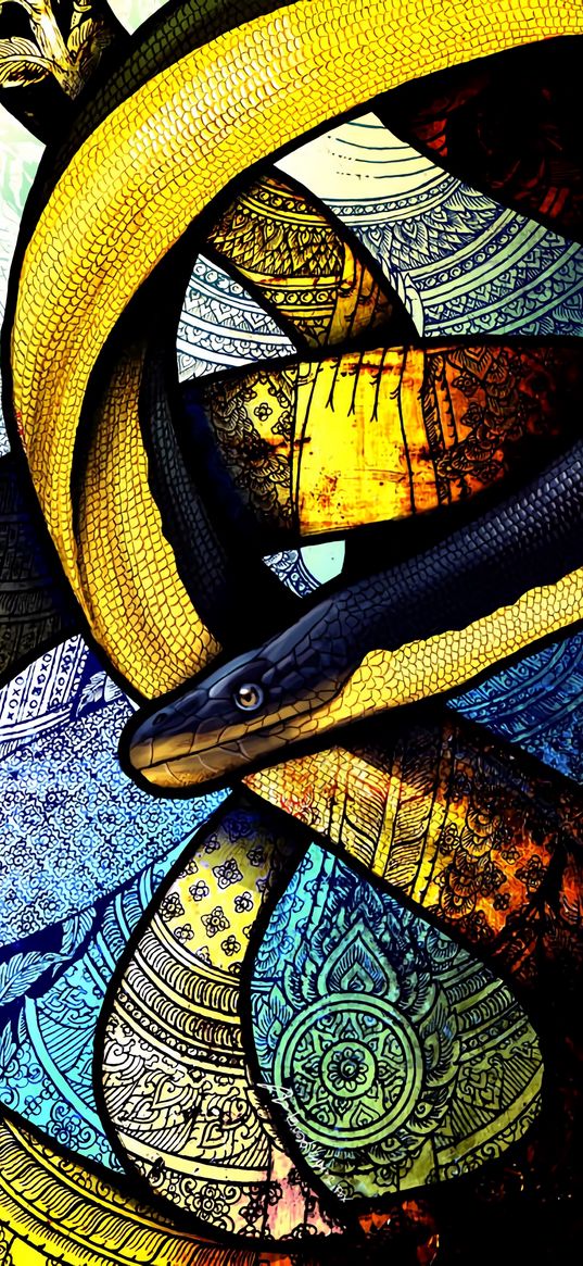 snake, winding, patterns, art