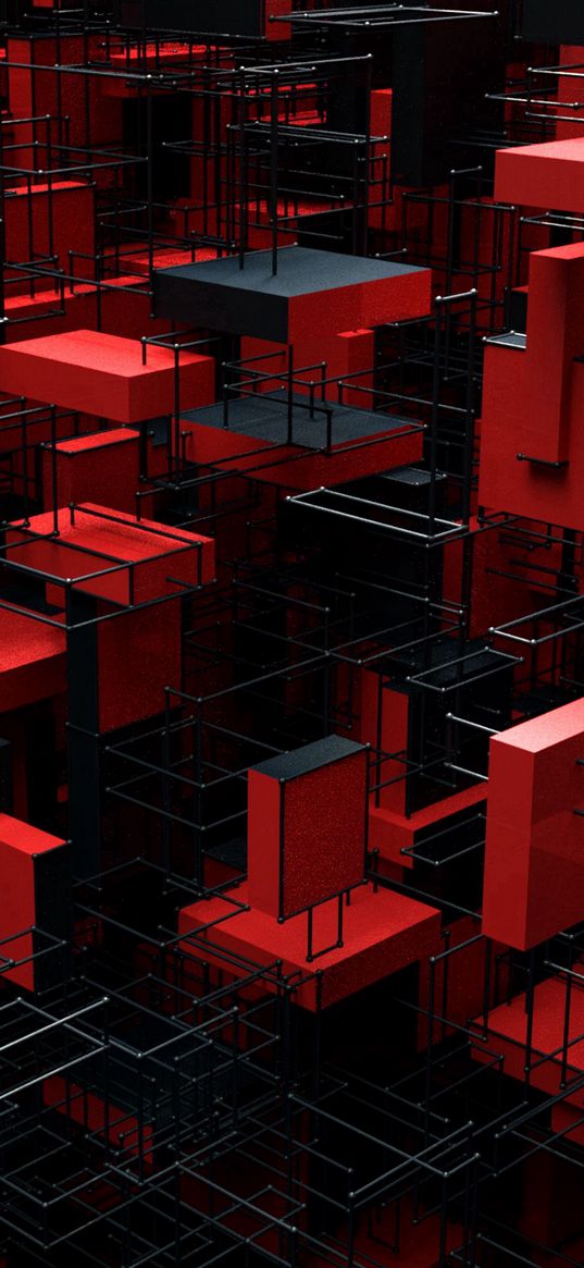 structure, 3d, construction, red, black