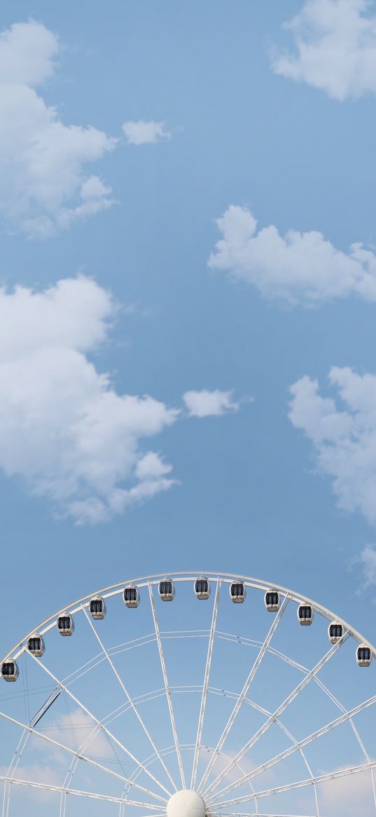 ferris wheel, sky, clouds, minimalism