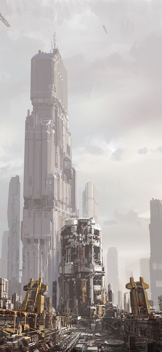 city, buildings, future, sci-fi, art