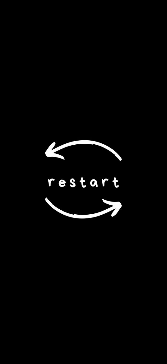 restart, word, arrows