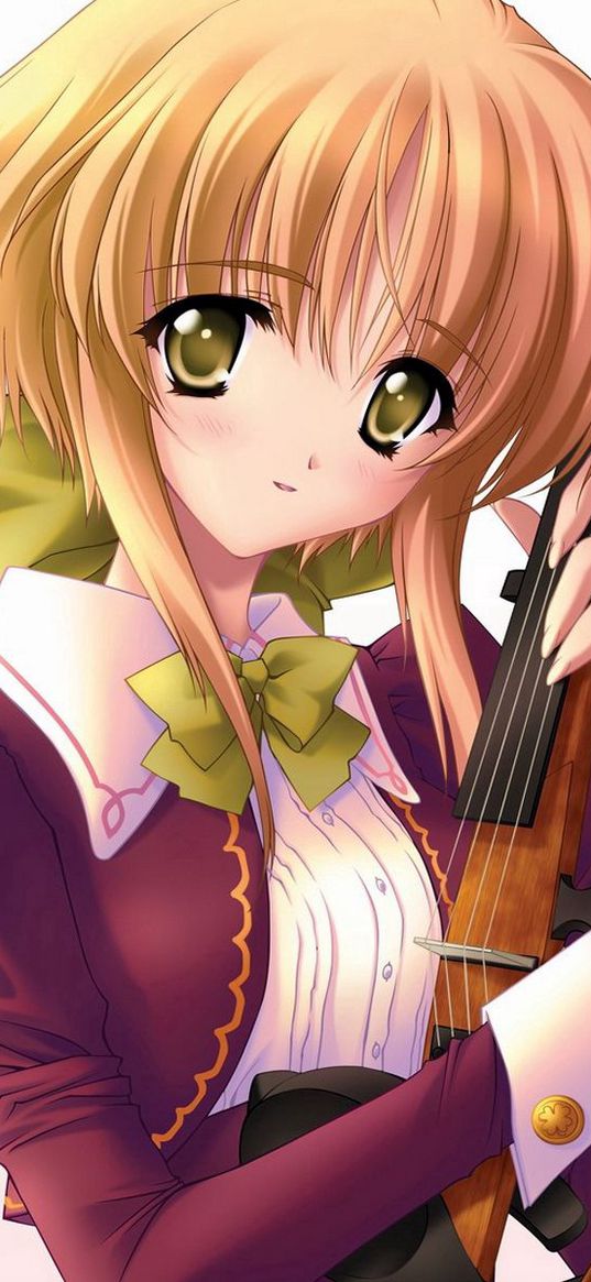 anime, girl, blond, violinist, young, music