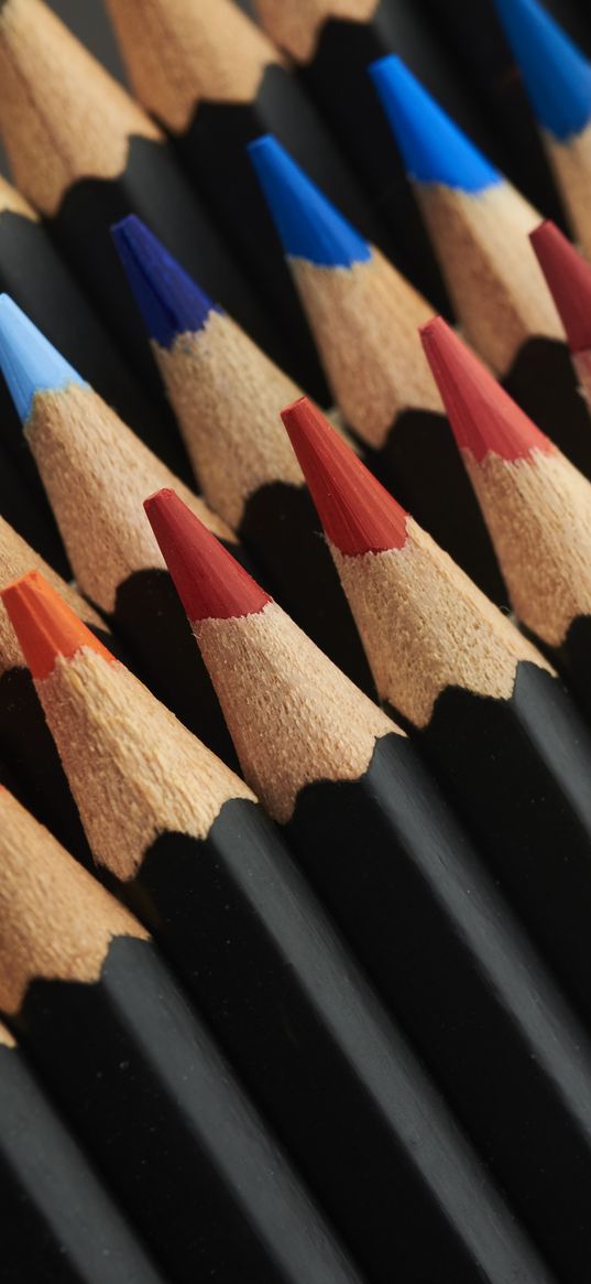 pencils, black, colorful, macro