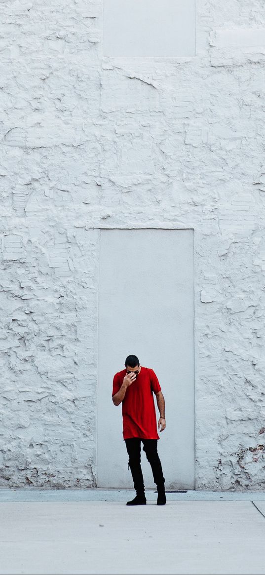 man, wall, white, contrast