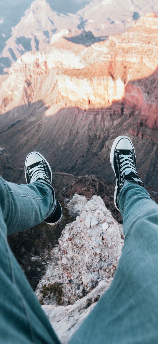 mountains, canyon, legs, overview, height