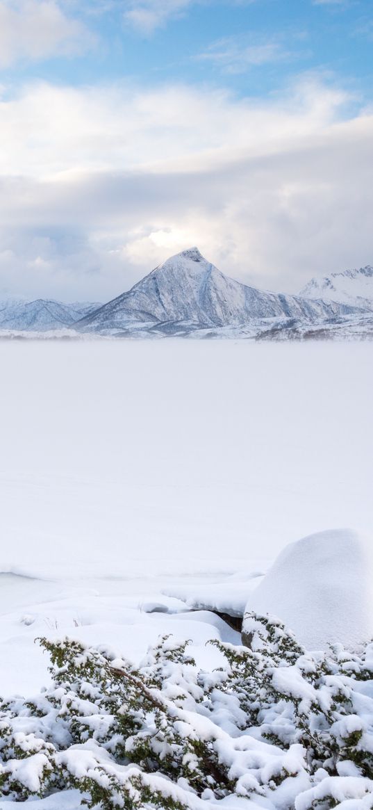 mountains, snow, winter, landscape, norway