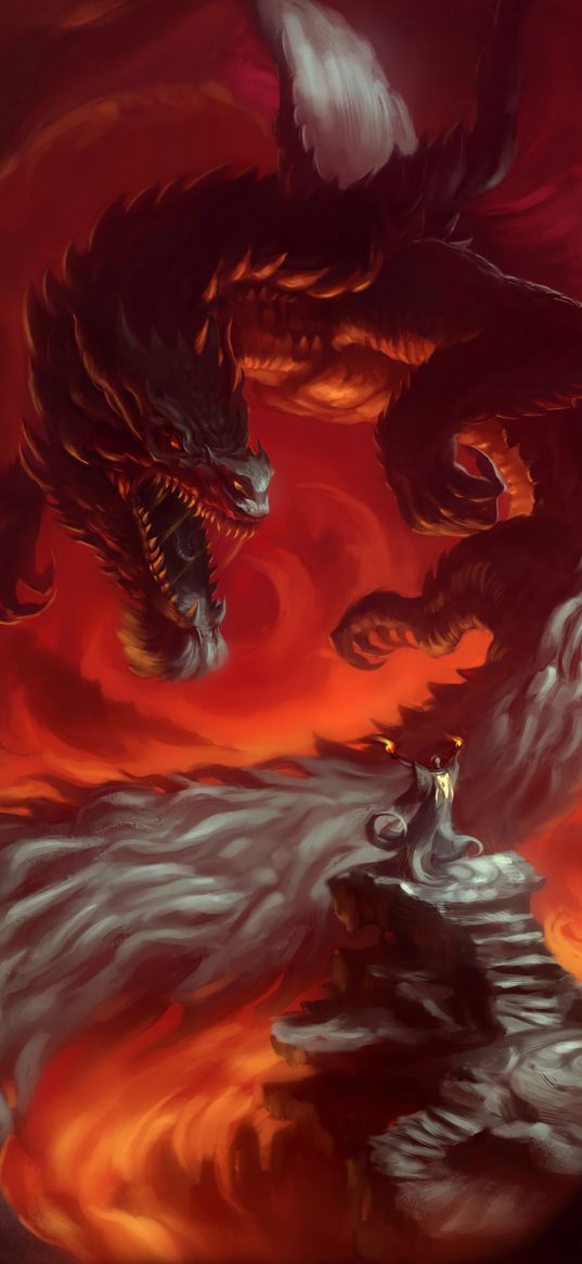 dragon, warlock, battle, art, fantasy