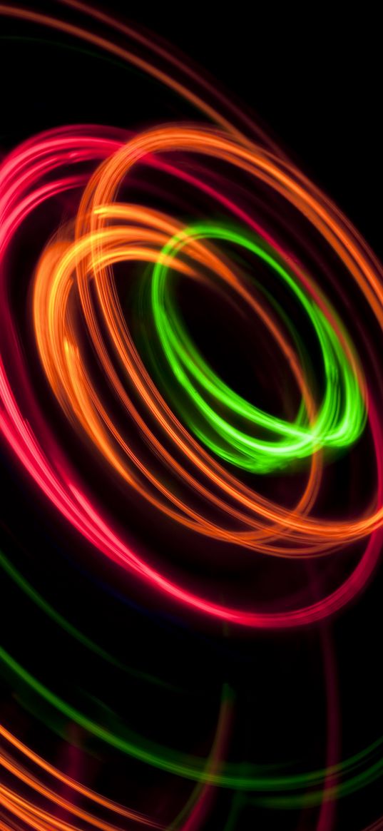 abstraction, light, rings, colorful, long exposure