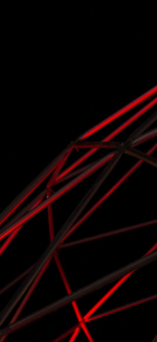 figure, polyhedron, cage, dark, red