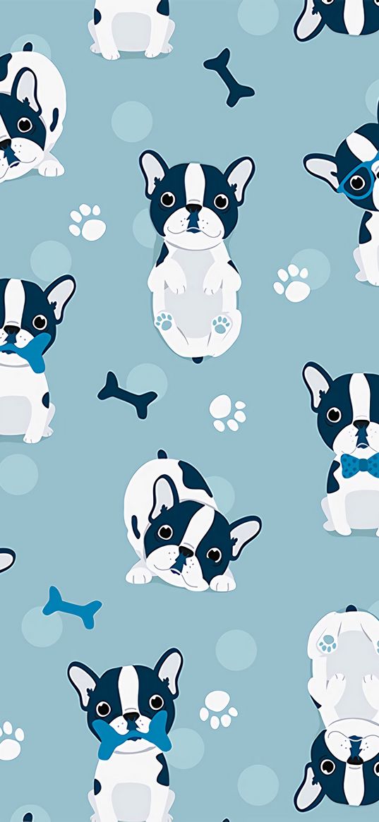 bulldog, dog, pattern, art