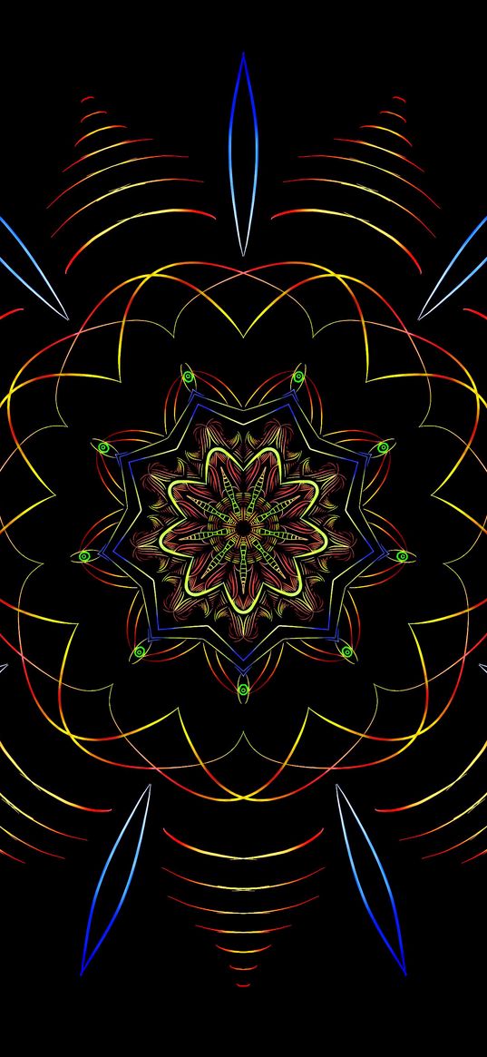 mandala, pattern, abstraction, dark