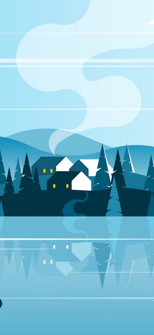 island, homes, nature, art, vector