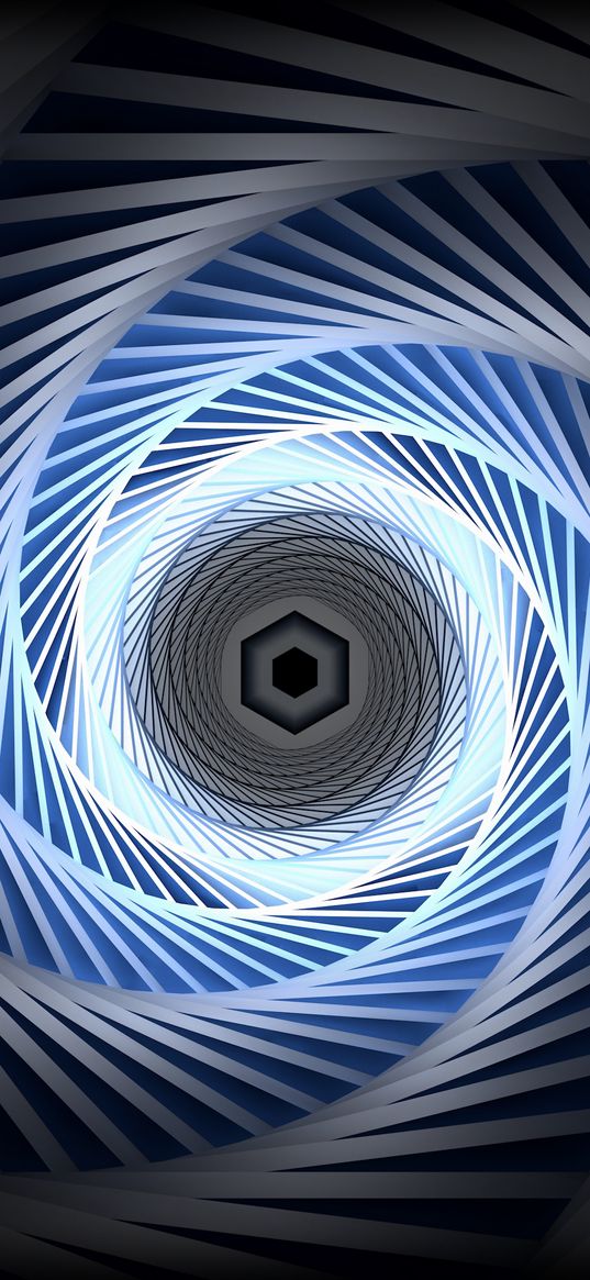 spiral, glow, abstraction, hexagon, rotation