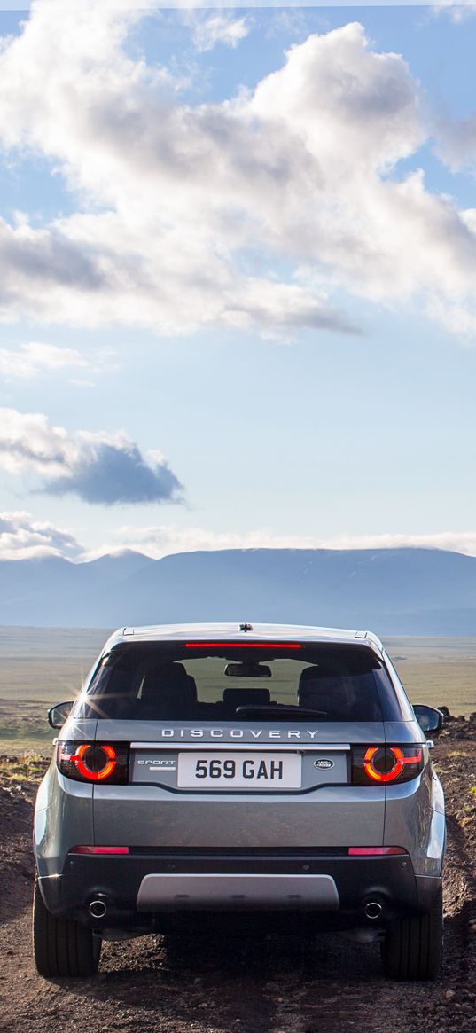 land rover discovery, land rover, car, suv, gray, rear view, nature