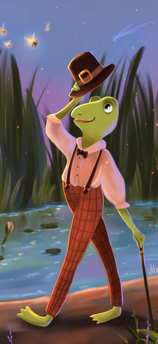 frog, hat, gentleman, art