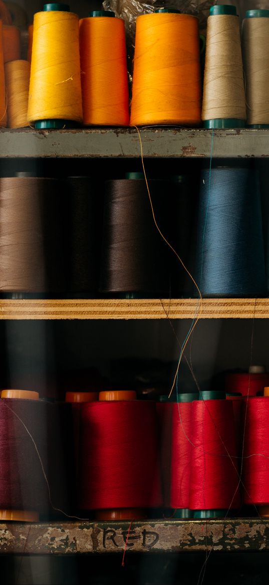 threads, multi-colored, spools