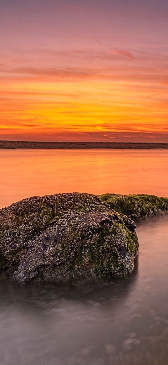 sunset, stone, horizon, block