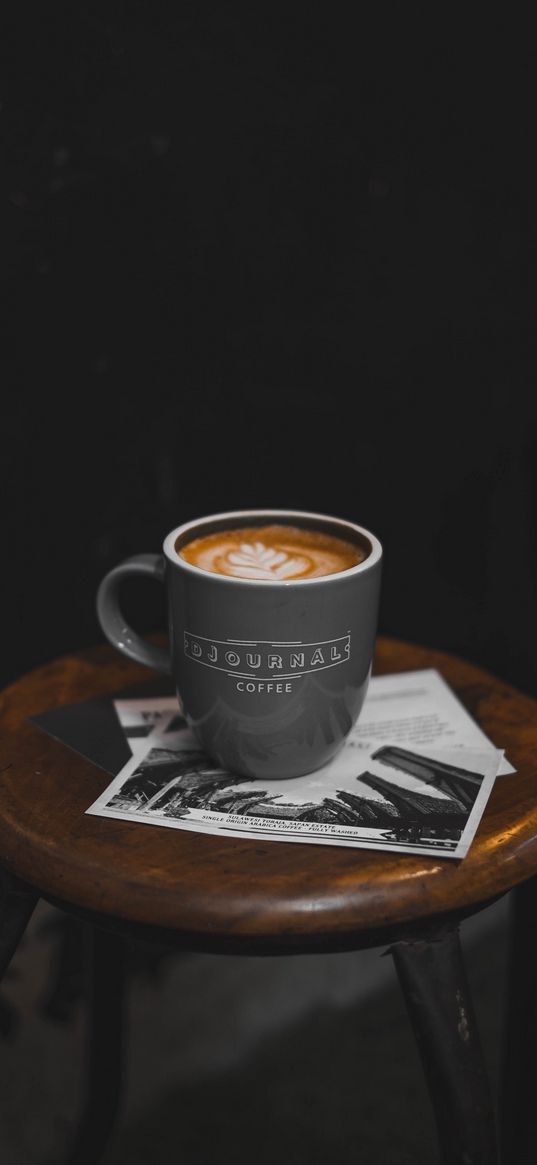 cup, coffee, postcard, table