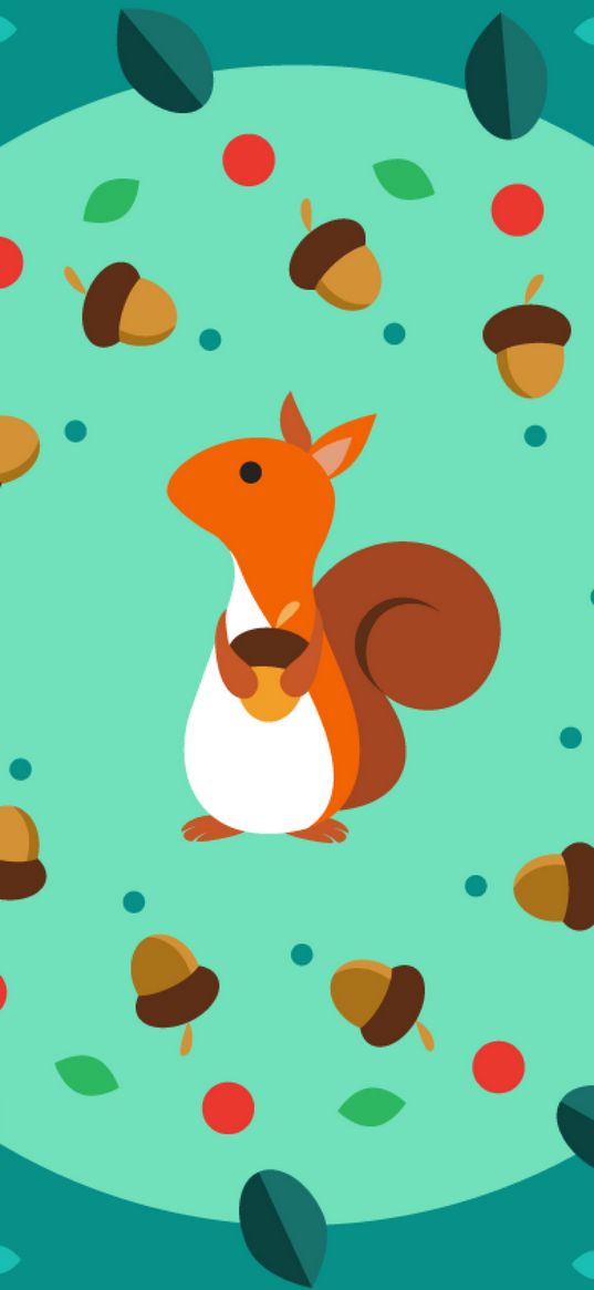 squirrel, nuts, acorn, art