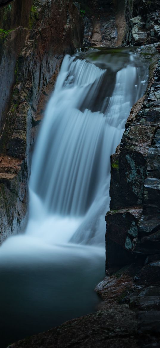 waterfall, spray, rocks, course