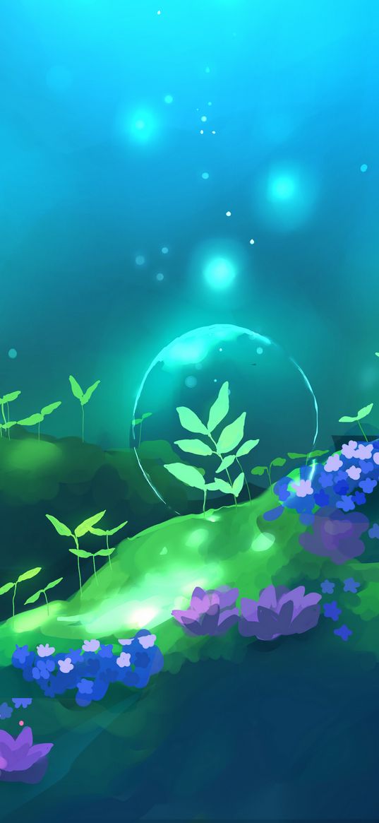 bubble, magic, flowers, forest