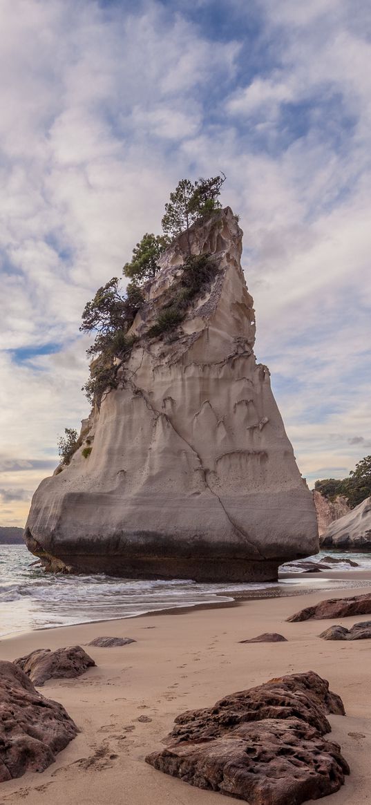 rock, block, sand, beach