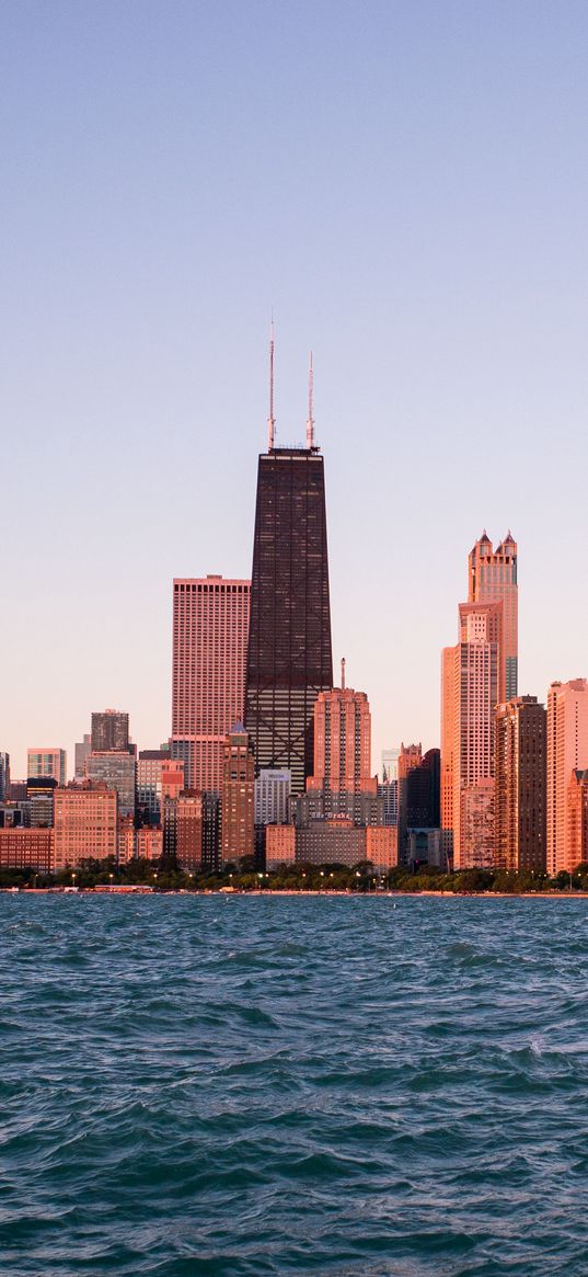 city, buildings, skyscraper, water