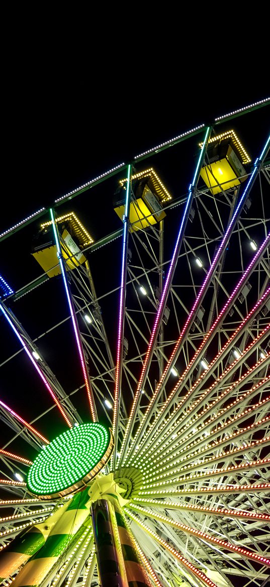 attraction, ferris wheel, night