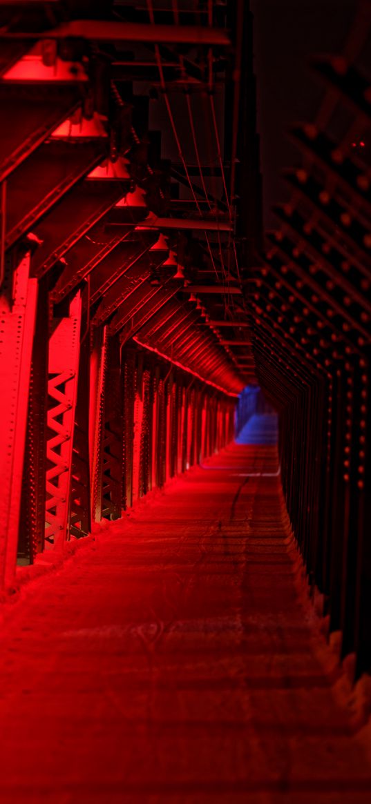 tunnel, passage, red