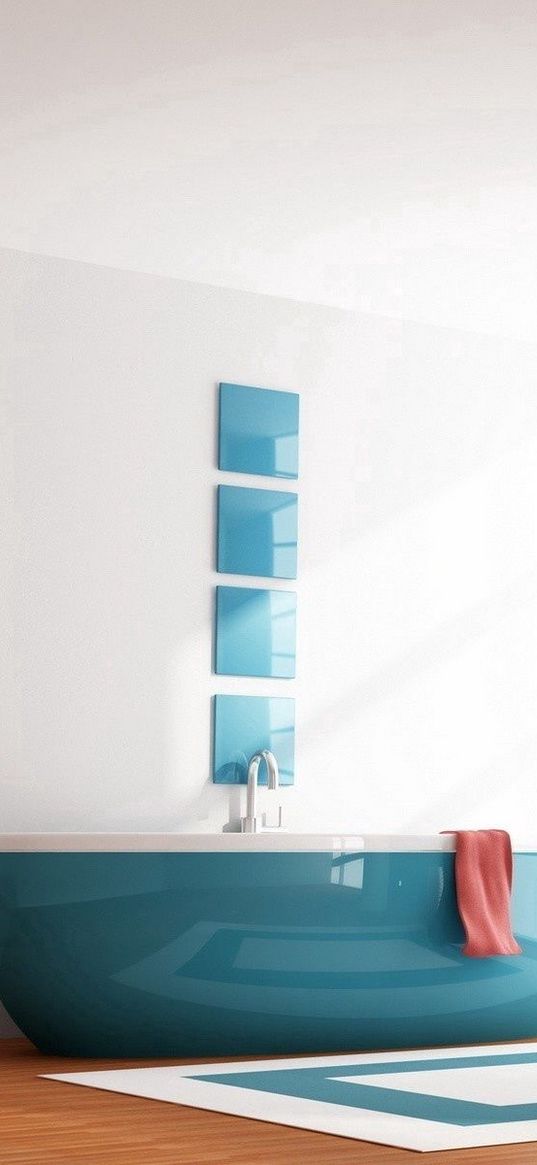 interiors, apartment, bathroom, bedroom, blue