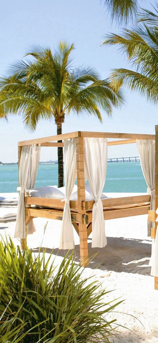 miami, interior, bed, beach, palm trees