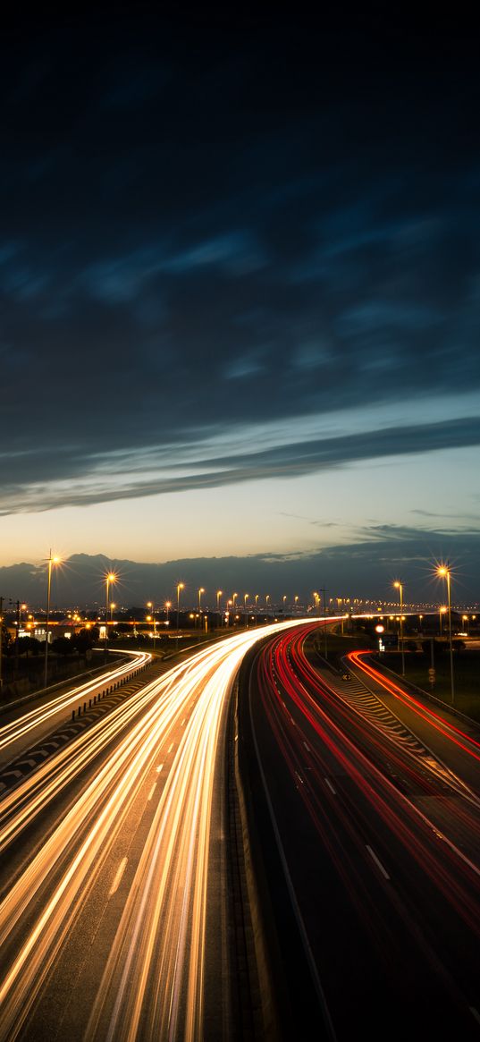 road, long exposure, glow, dark