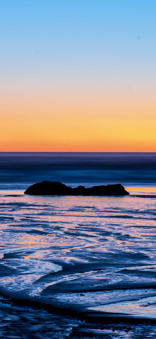 horizon, sunset, sea, block